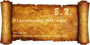 Blazsovszky Nándor névjegykártya
