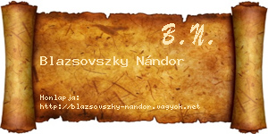 Blazsovszky Nándor névjegykártya