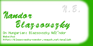 nandor blazsovszky business card